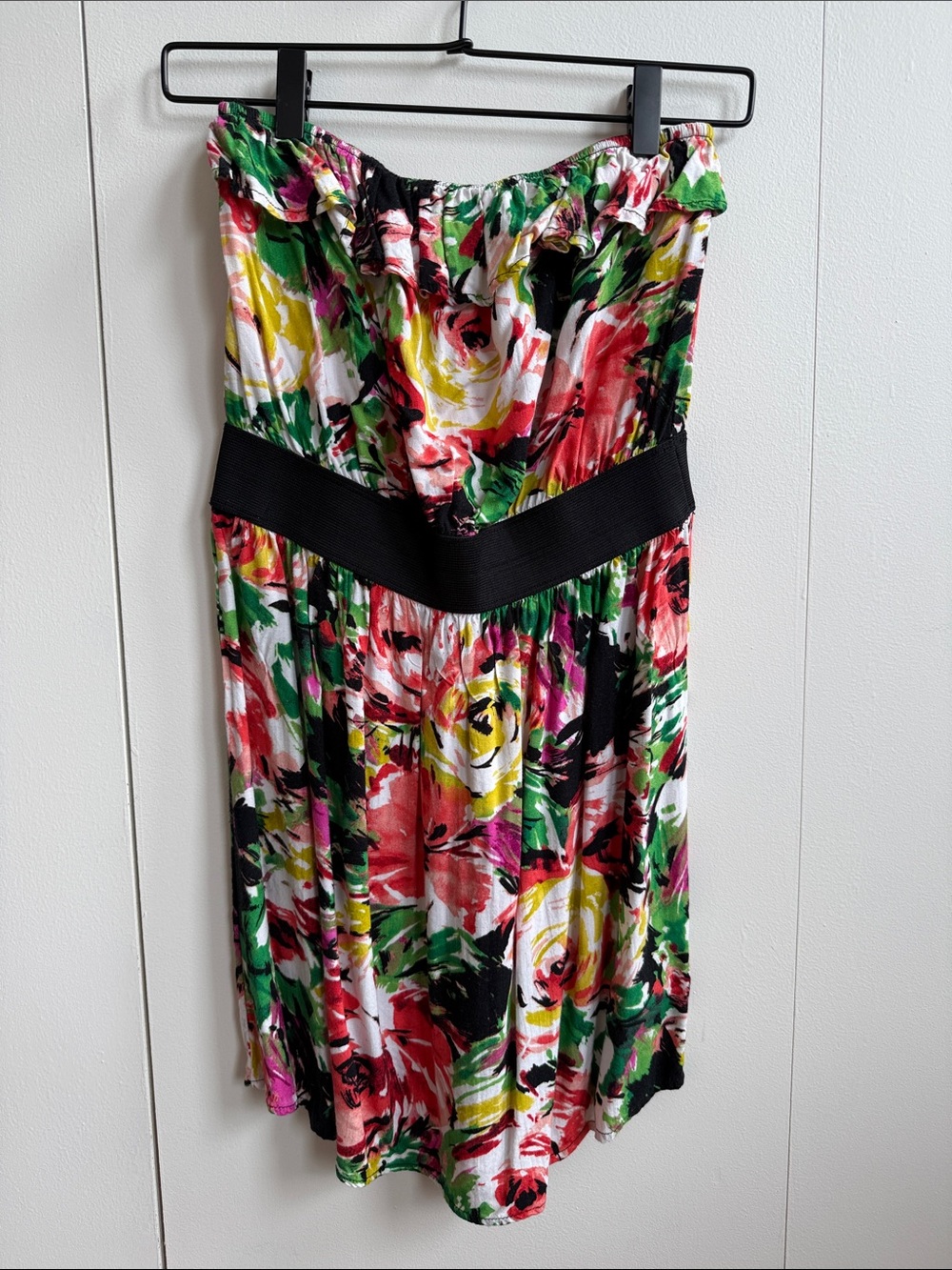 Forever 21 XXI Floral Ruffle Strapless Mini Dress Sz M